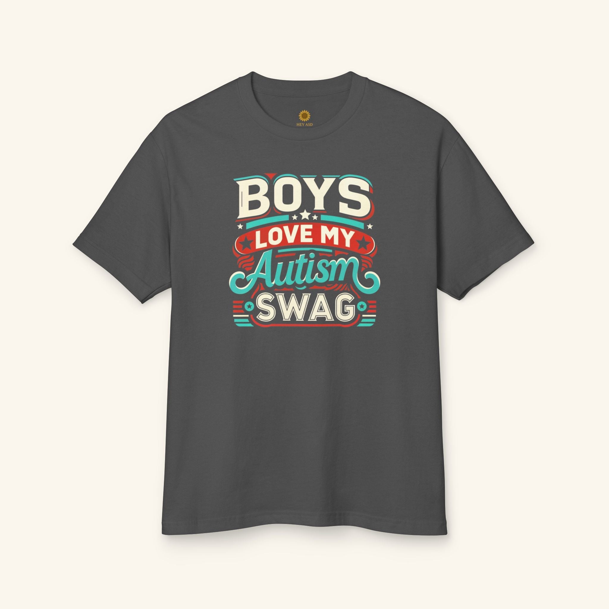 Boys Love My Autism Swag T-Shirt Quiet Stone / S