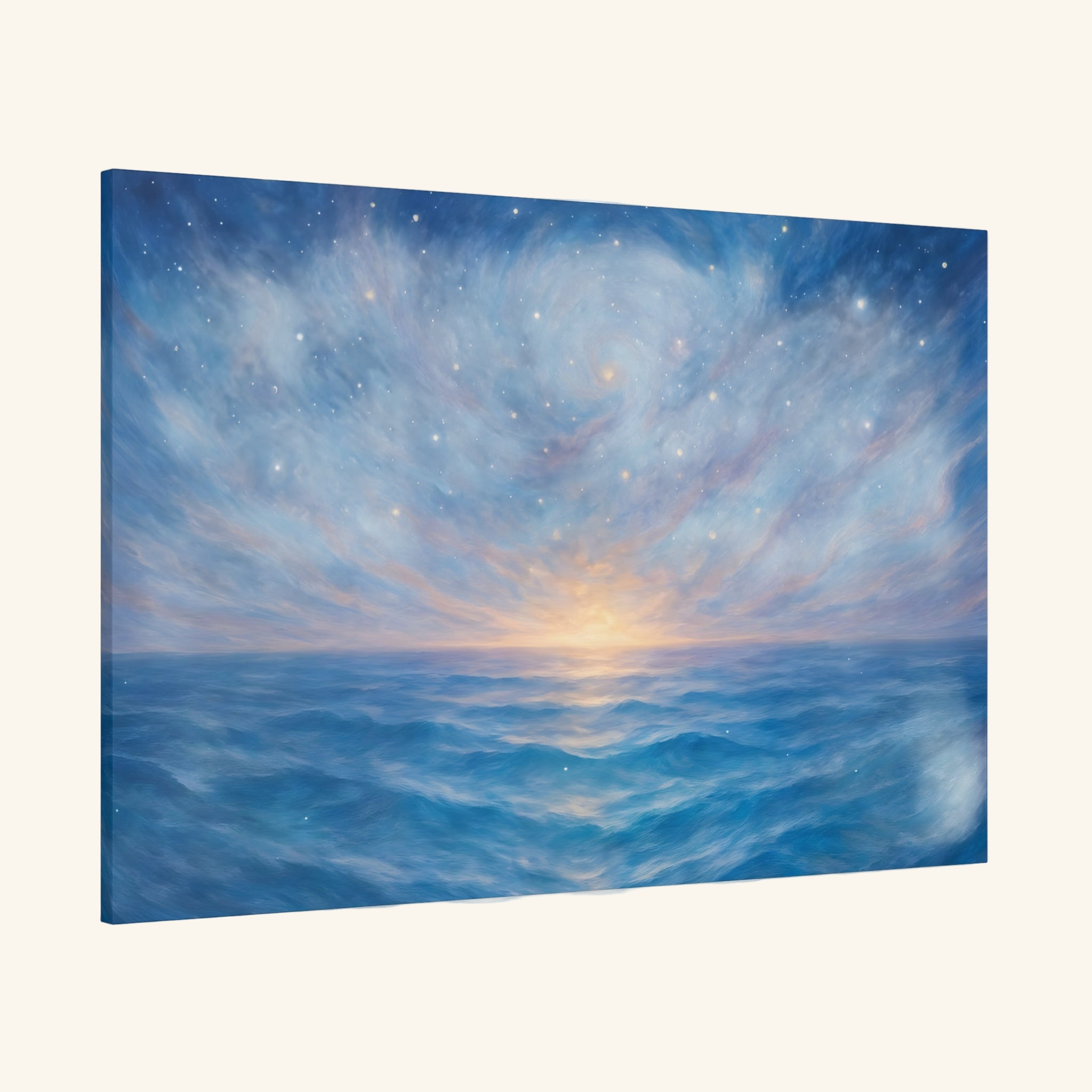 Canvas print of a starry night sky over water

