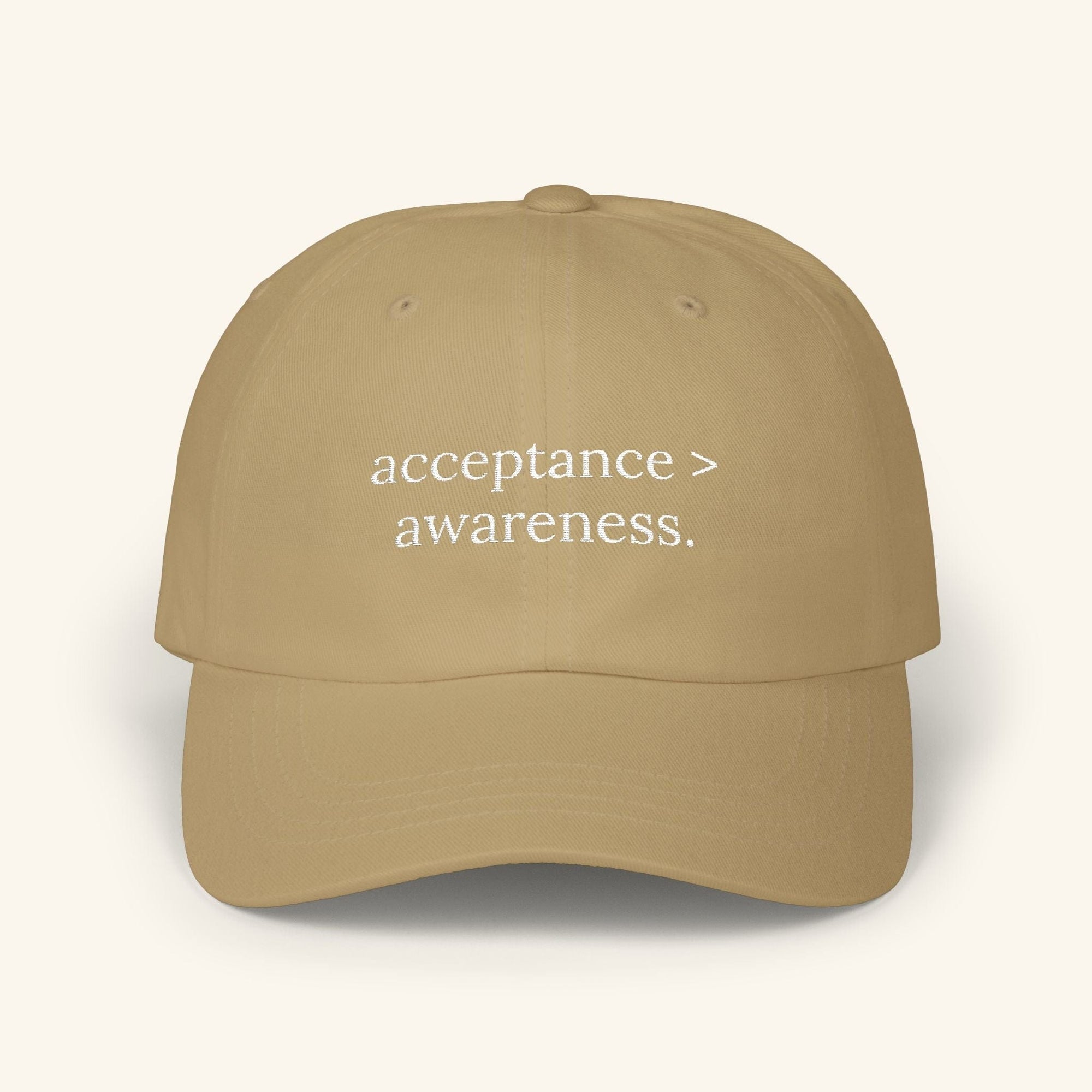 acceptance > awareness - Autism Awareness Hat Soft Signal (Khaki/White) / One size