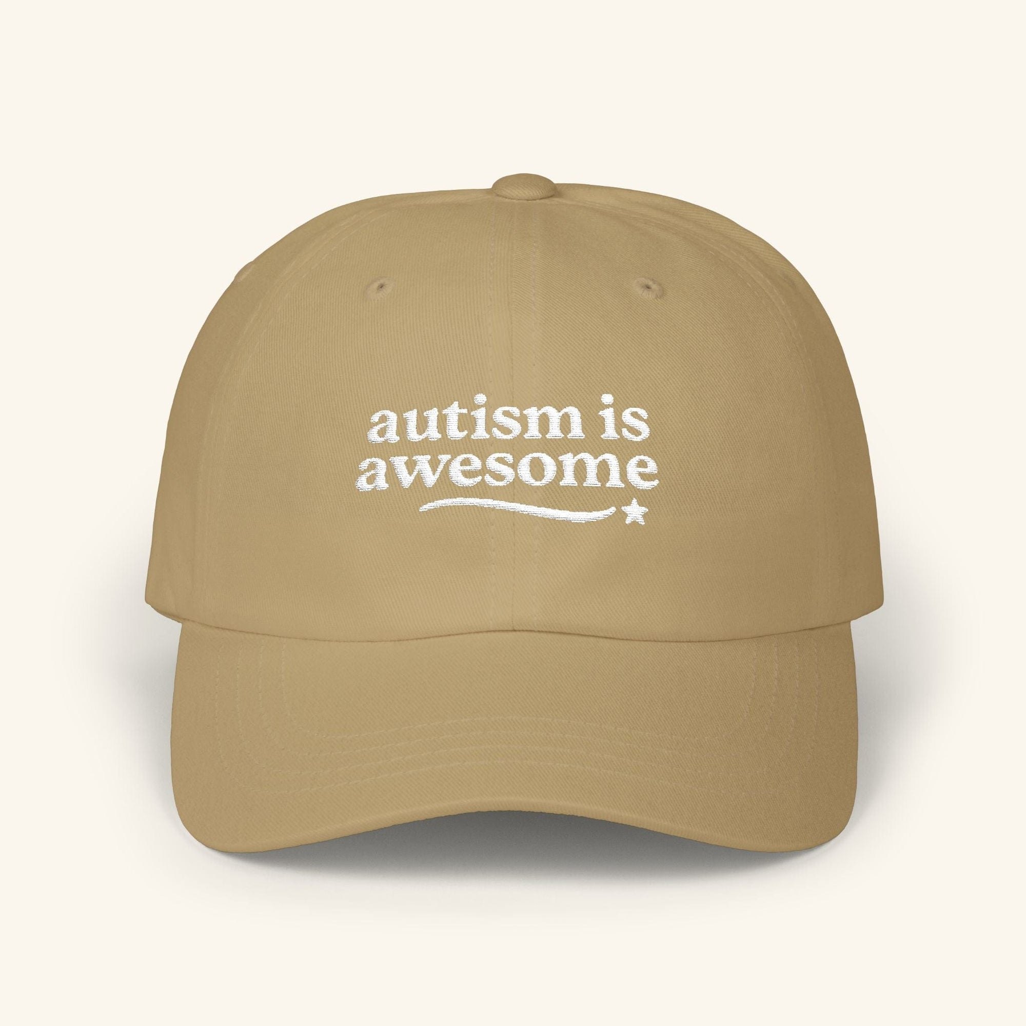 Autism Is Awesome Hat – The Affirmation Cap Soft Signal (Khaki/White) / One size