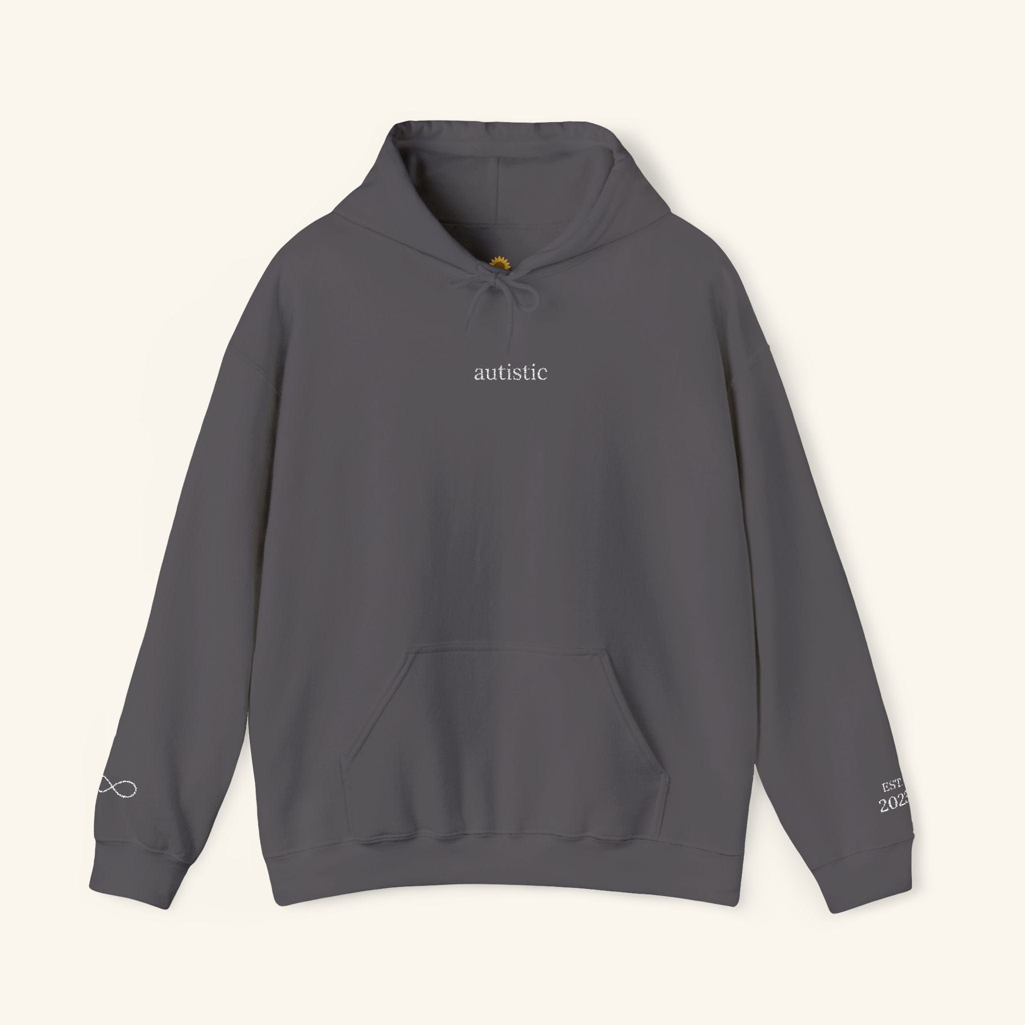 Autistic Embroidered Hoodie Muted Smoke / S