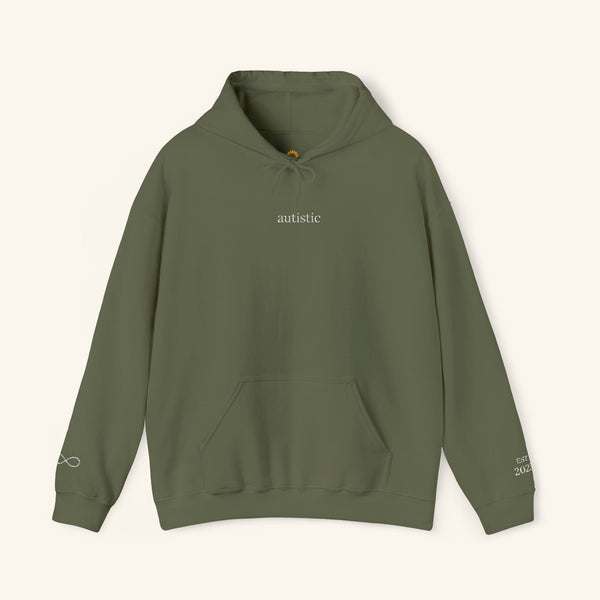 Autistic Embroidered Hoodie Olive Earth / S