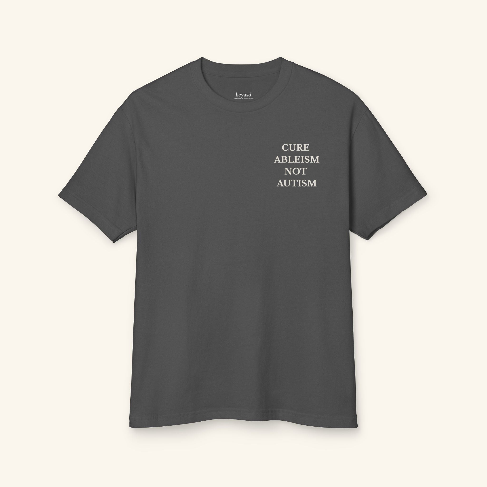 Cure Ableism, Not Autism - Sensory-Friendly Awareness Tee Graphite Calm / S