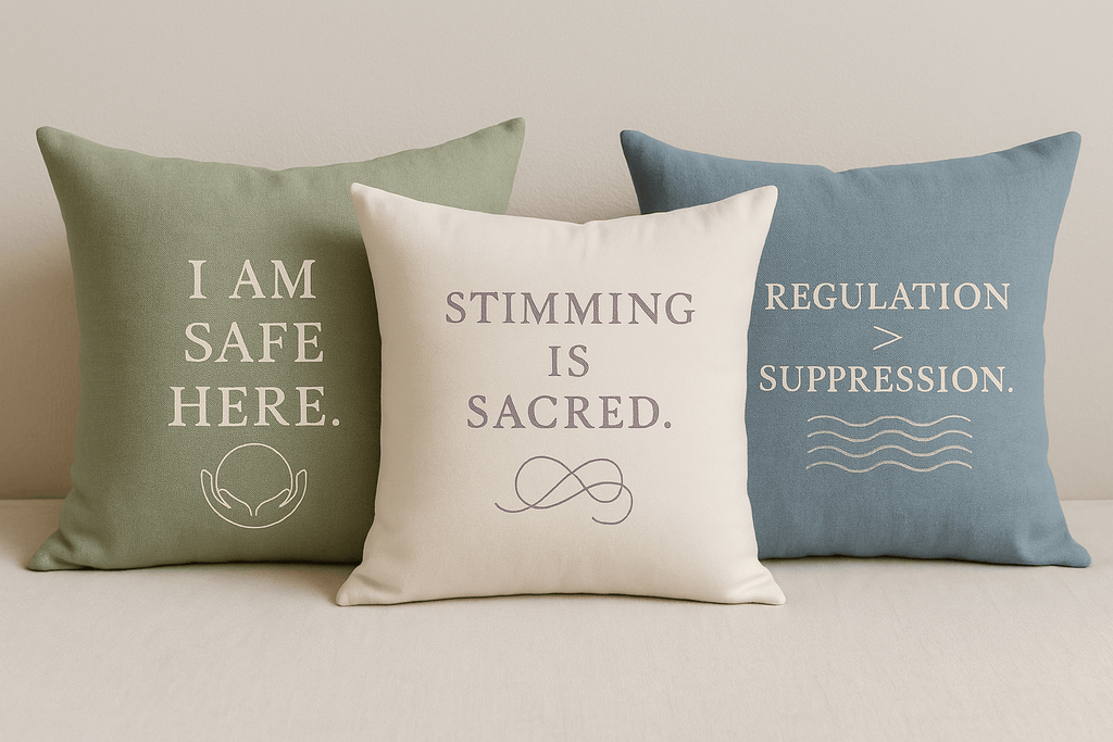  I Am Safe Here – Calming Pillow 16" × 16"