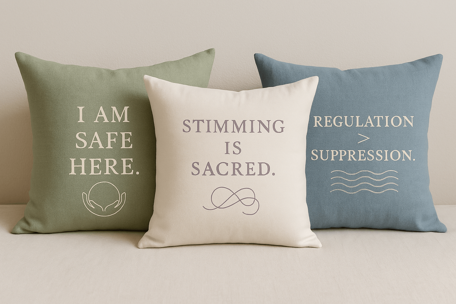  I Am Safe Here – Calming Pillow 16" × 16"