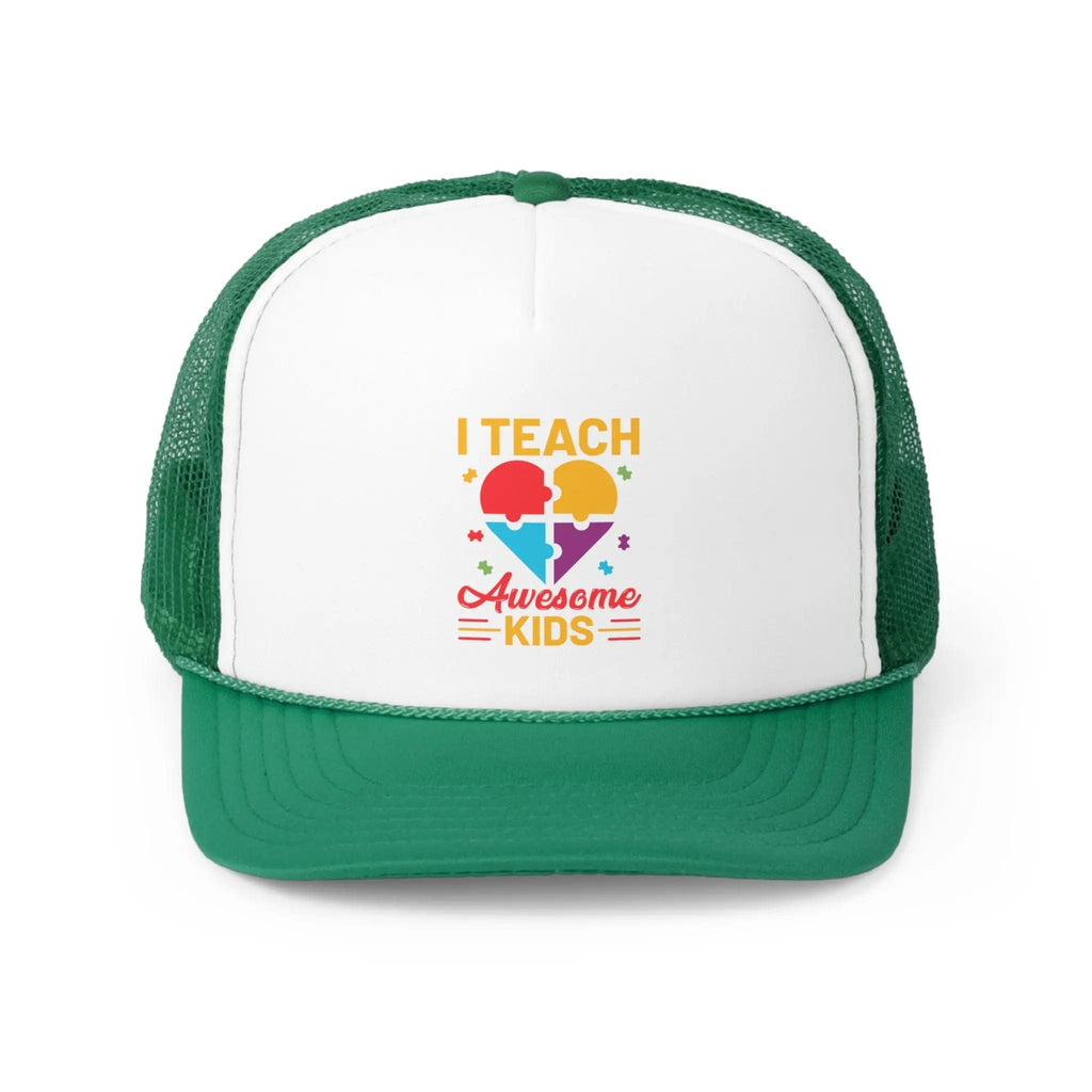 I Teach Awesome Kids (Autism) Hat Green / One size