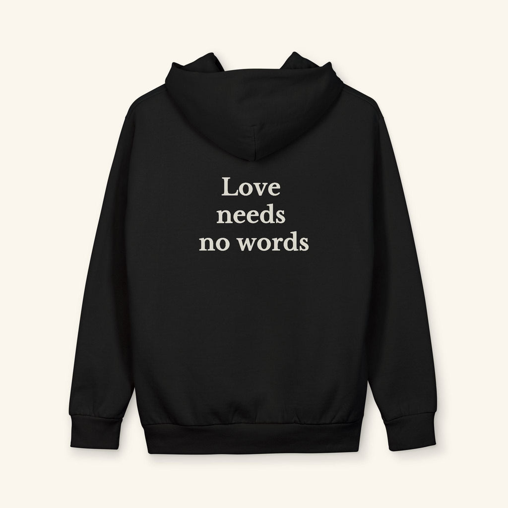Love Needs No Words Hoodie — Sensory-Friendly Autism Awareness Pullover XS / Obsidian Black