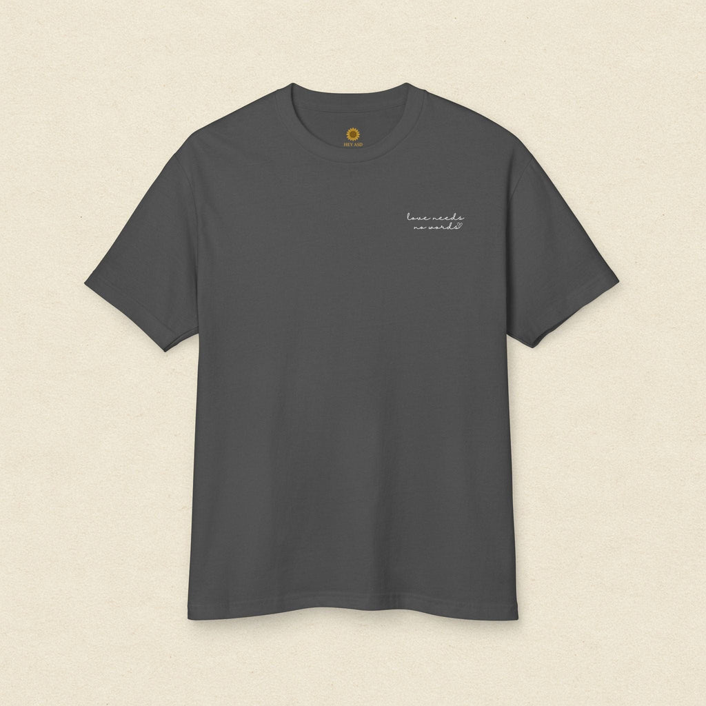 Love Needs No Words Minimalist Tee Quiet Stone / S