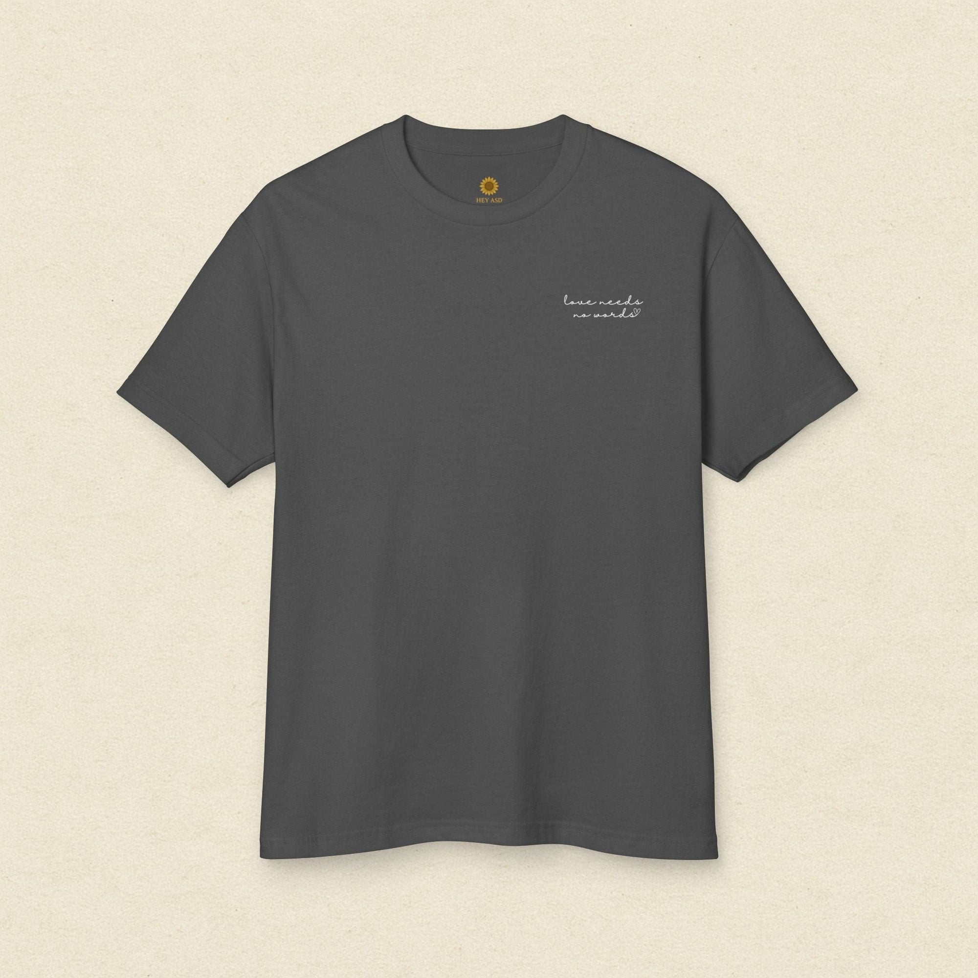 Love Needs No Words Minimalist Tee Quiet Stone / S