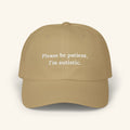 Please Be Patient, I'm Autistic Hat - Quiet Boundary Cap Soft Signal (Khaki/White) / One size