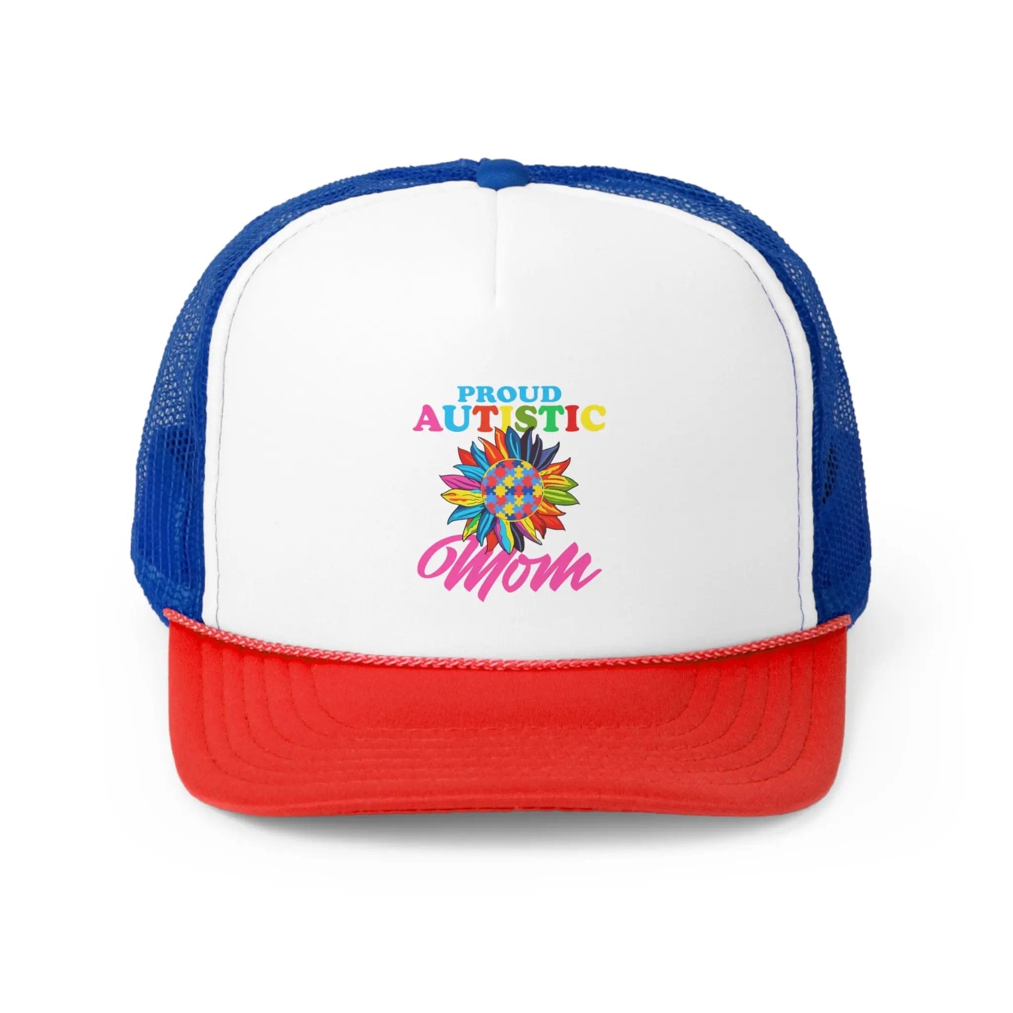Proud Autistic Mom Hat Blue/Red / One size