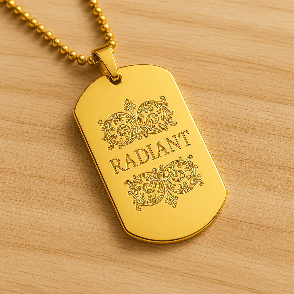 Radiant Tag Necklace - ASD Jewelry (Engraved) Gold / No