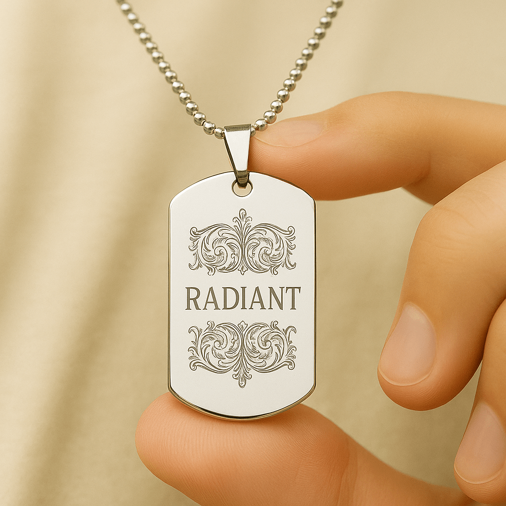 Radiant Tag Necklace - ASD Jewelry (Engraved) - heyasd.com