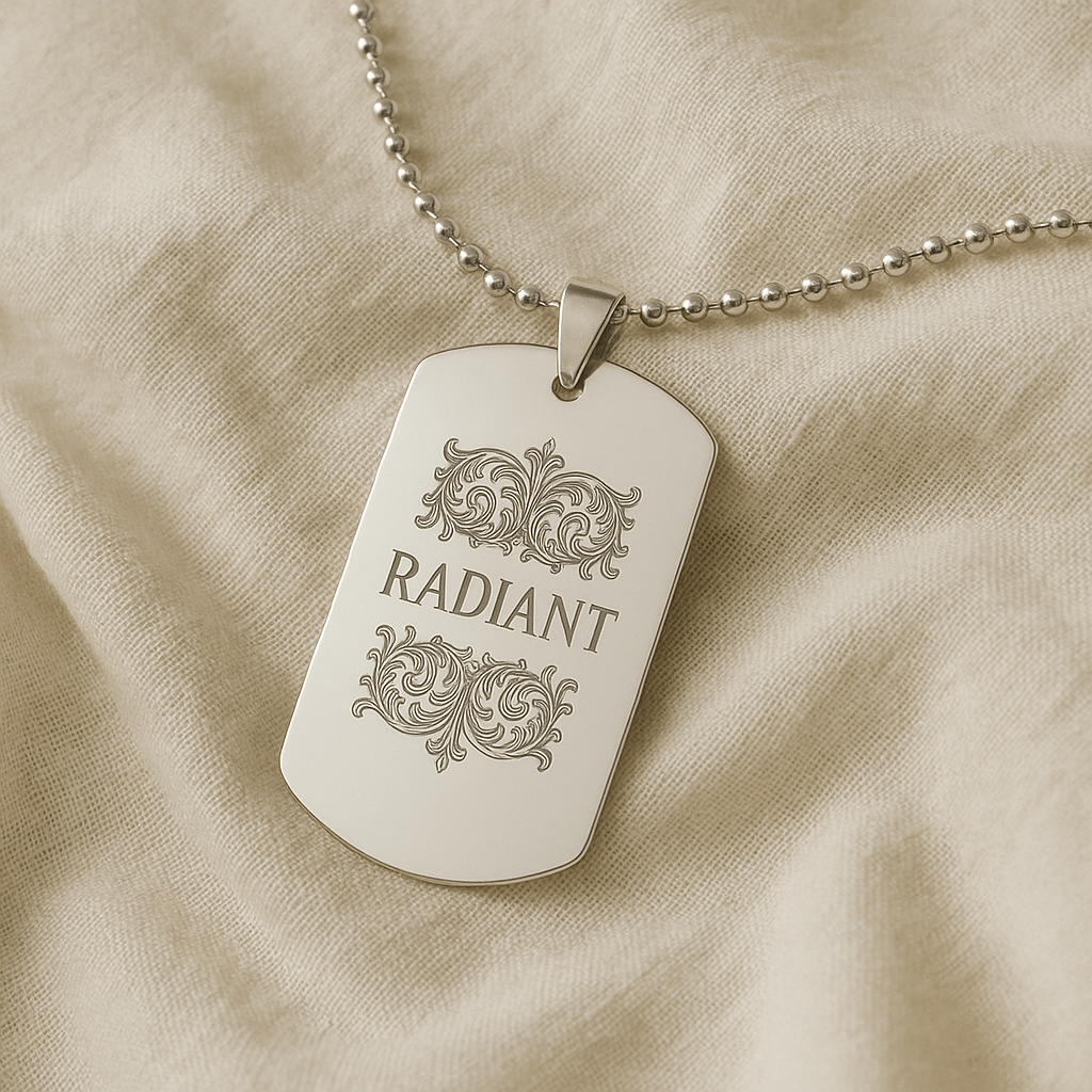 Radiant Tag Necklace - ASD Jewelry (Engraved) - heyasd.com