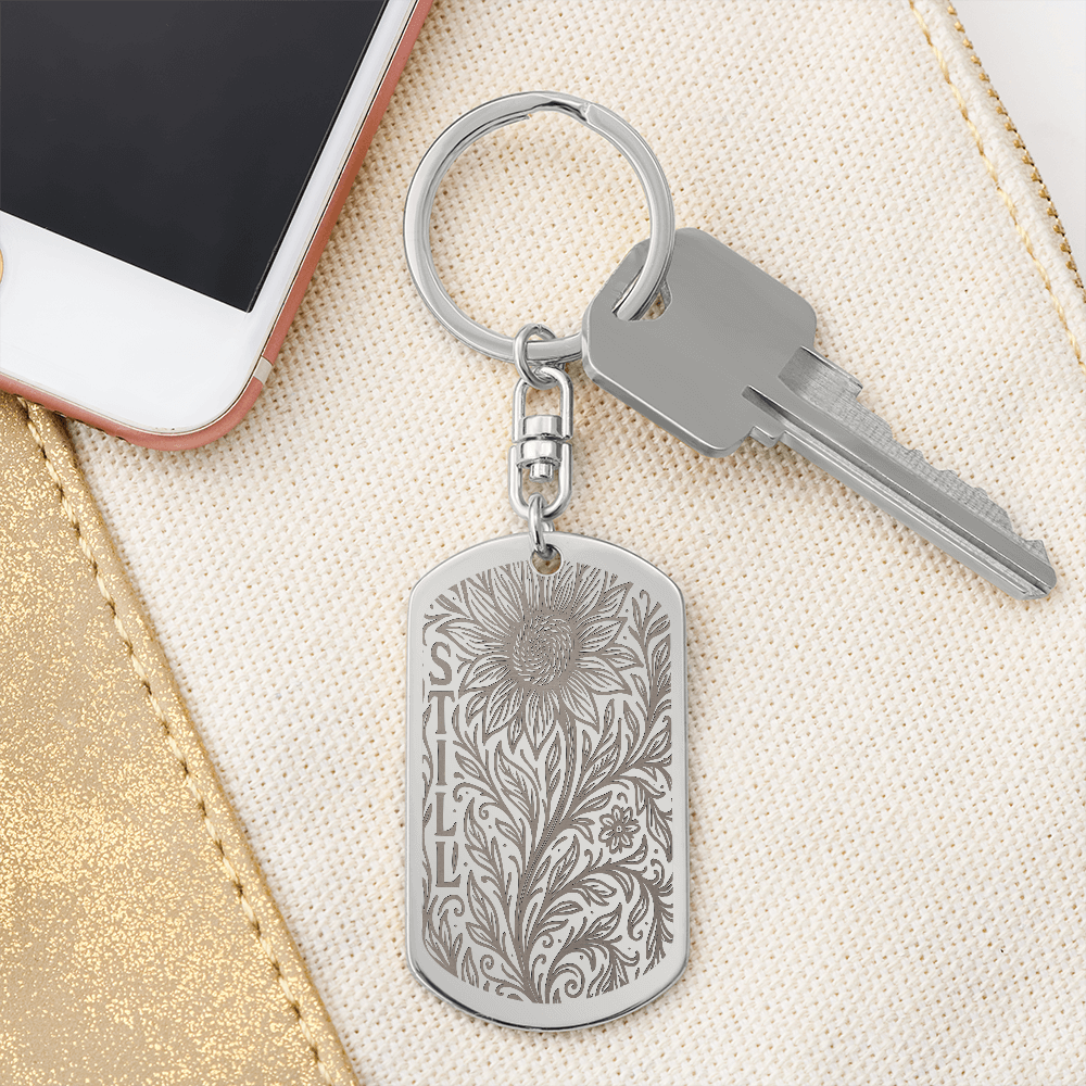 STILL Engraved Tactile Keyring Silver / No