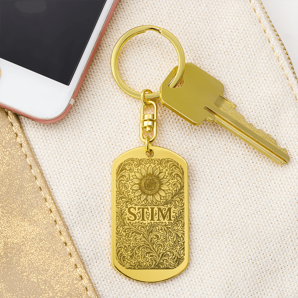 STIM Engraved Tactile Keyring Gold / No