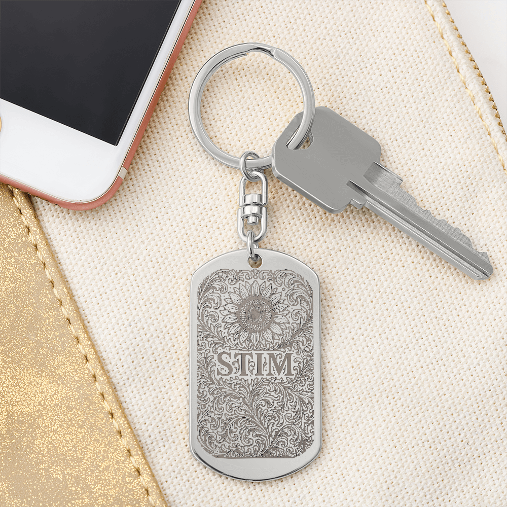 STIM Engraved Tactile Keyring Silver / No