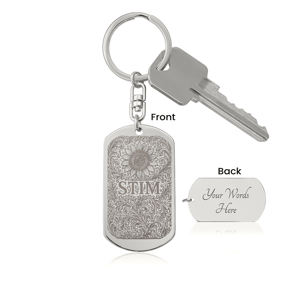 STIM Engraved Tactile Keyring Silver / Yes