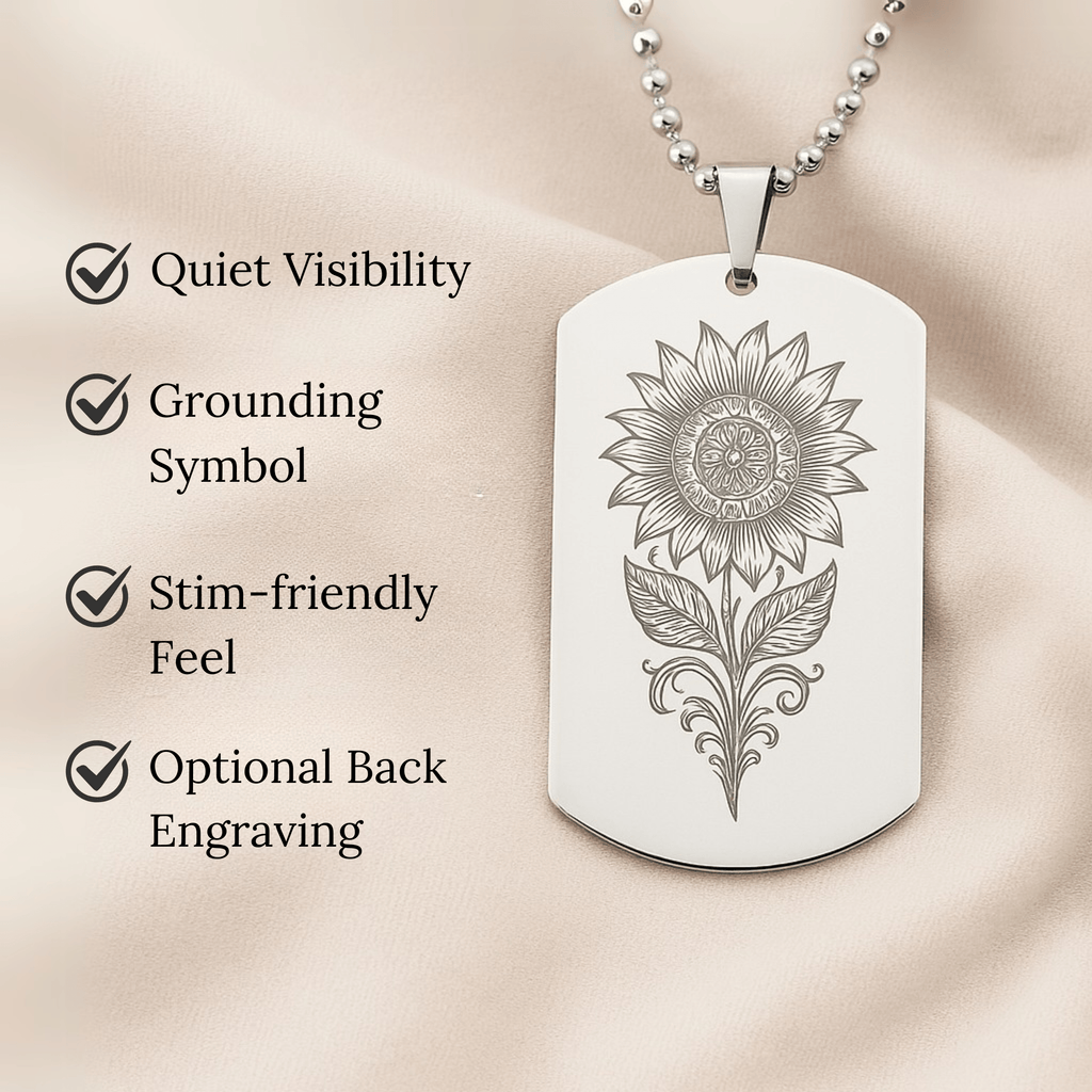 Sunflower Necklace for Autism Awareness – Custom Engraved