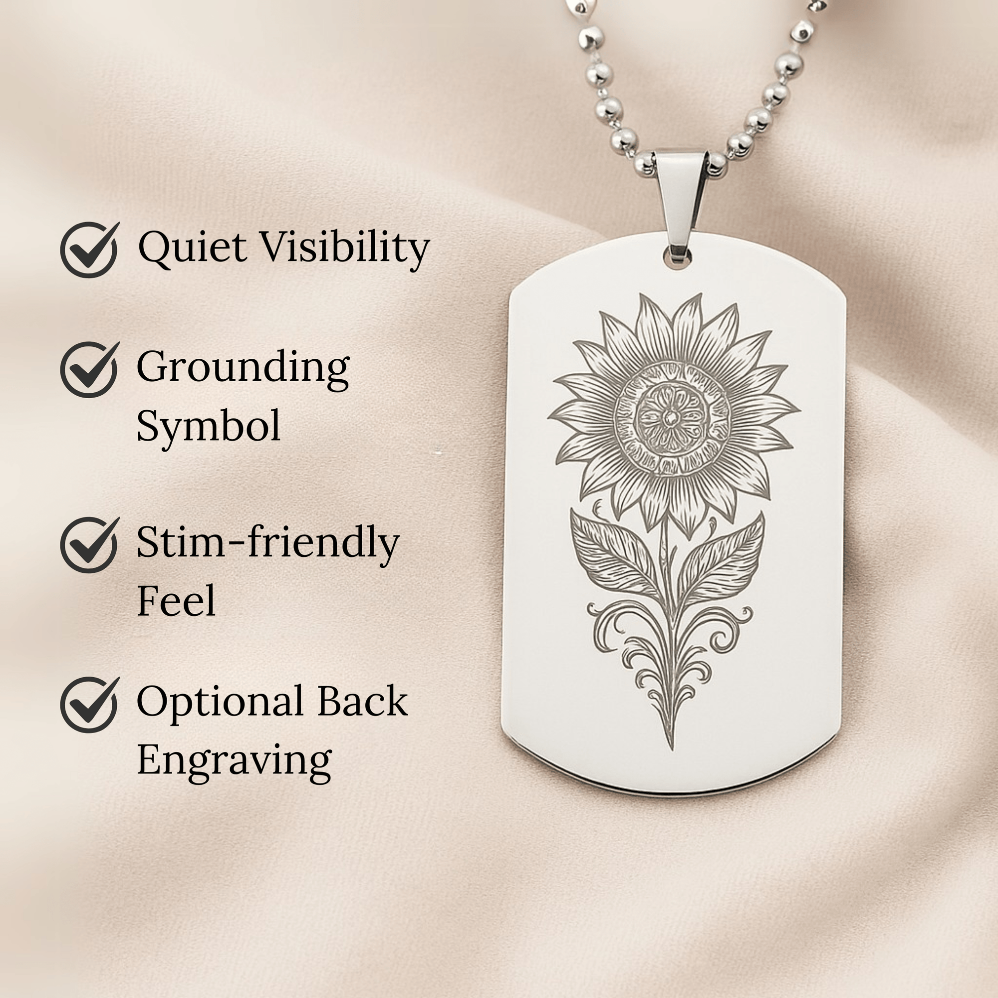 Sunflower Necklace for Autism Awareness – Custom Engraved