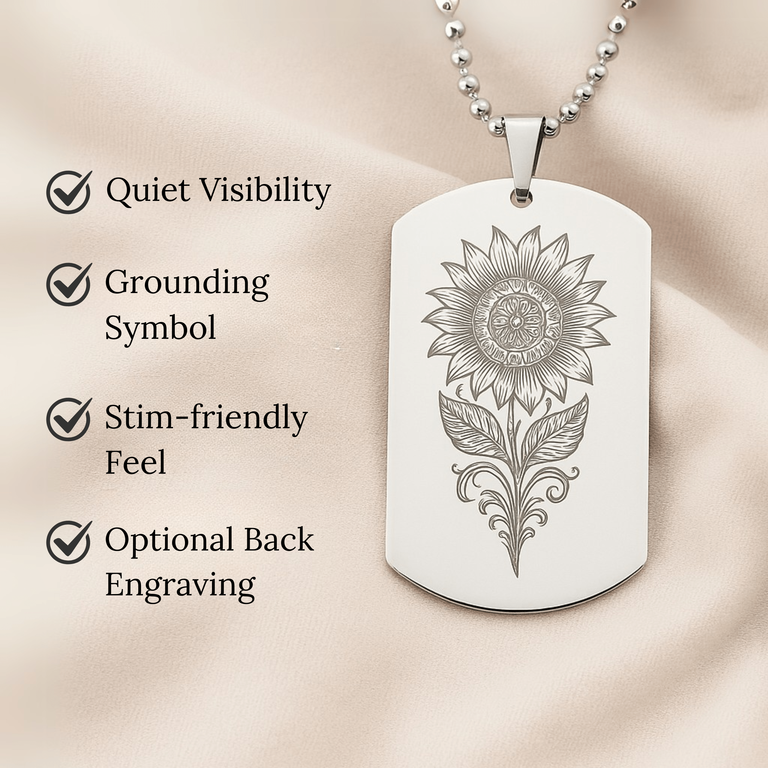 Sunflower Necklace for Autism Awareness – Custom Engraved