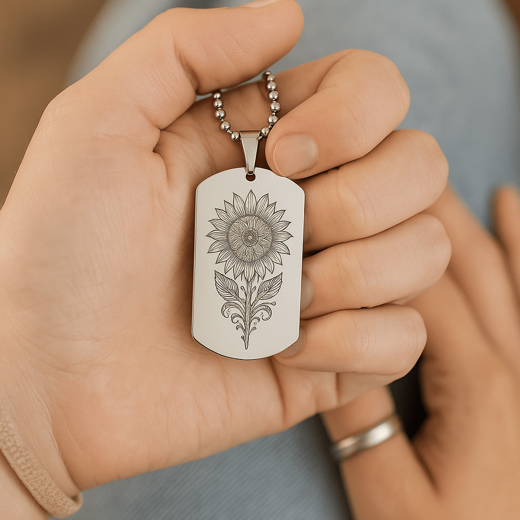 Sunflower Necklace for Autism Awareness – Custom Engraved