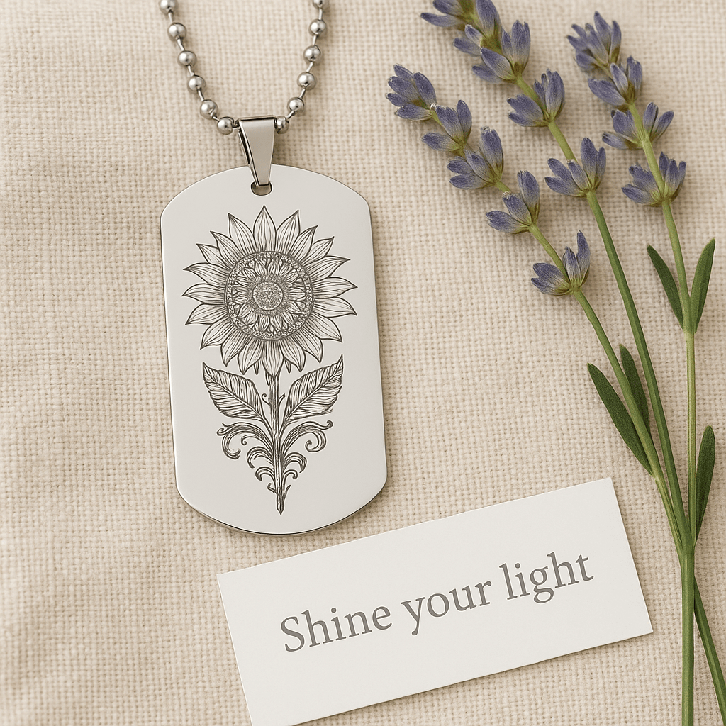Sunflower Necklace for Autism Awareness – Custom Engraved